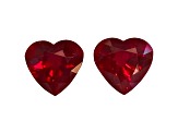 Ruby 6.5x6.5mm Heart Shape Matched Pair 2.78ctw