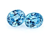 Blue Zircon 6x5mm Oval Matched Pair 2.63ctw