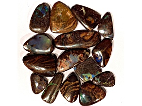 Boulder Opal Pre-Drilled Free-Form Cabochon Set of 15 157ctw