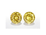 Yellow Zircon 8mm Round Matched Pair 5.53ctw