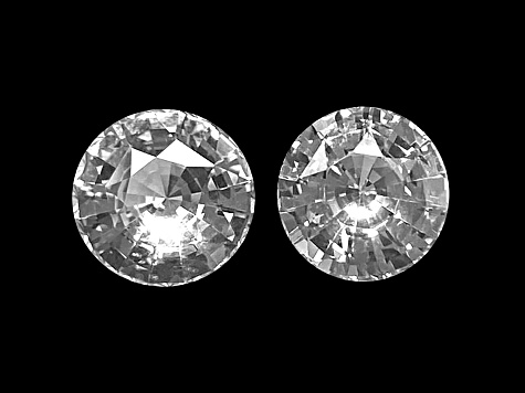 White Sapphire 10mm Round Matched Pair 9.09ctw