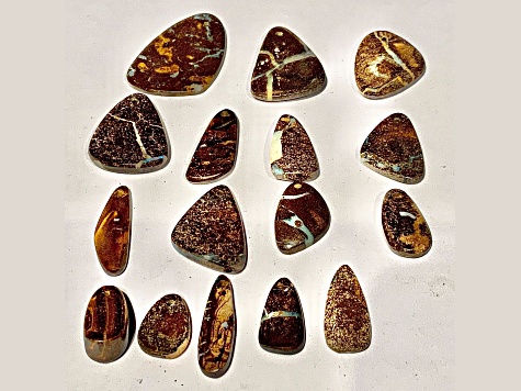 Boulder Opal Pre-Drilled Free-Form Cabochon Set of 16 79ctw
