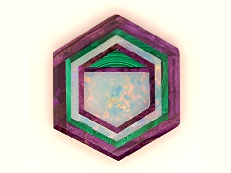 Intarsia Multi-Stone Inlay 23x20.6mm Hexagon