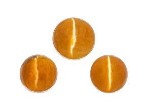 Fire Opal Cat's Eye Round Matched Set of 3 2.64ctw