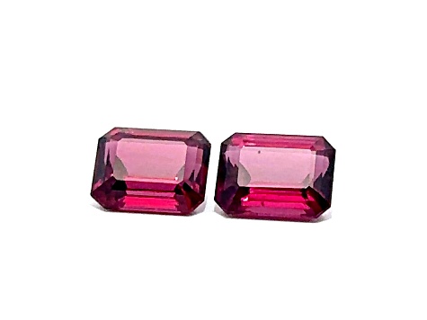 Rhodolite 9x7mm Emerald Cut Matched Pair 6.21ctw