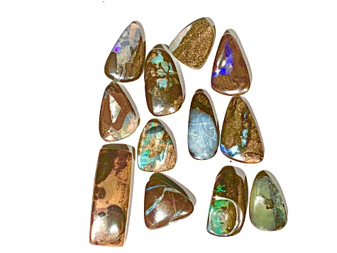 Boulder Opal Free-Form Cabochon Set of 12 123ctw