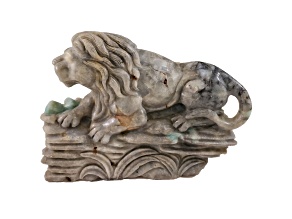 Brazilian Emerald Lion Carving 5.5x4.0in