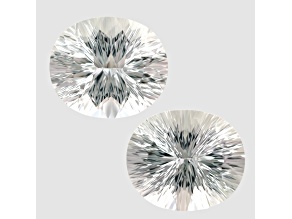 White Topaz 14x12mm Oval Laser Cut Matched Pair 19.25ctw