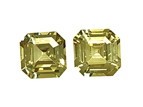 Yellow Sapphire Unheated 8.3mm Square Matched Pair 6.24ctw