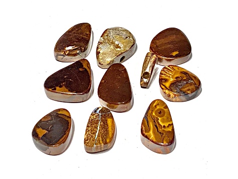 Boulder Opal Pre-Drilled Free-Form Cabochon Set of 10 257ctw