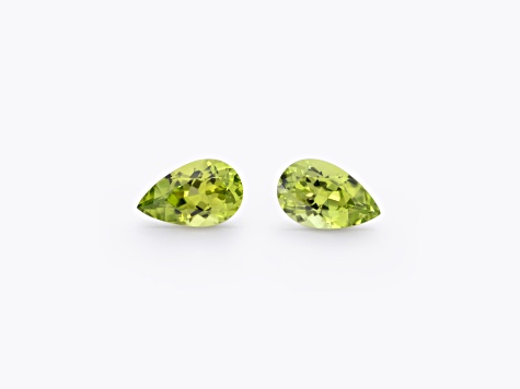 Peridot 9.3x5.4mm Pear Shape Matched Pair 2.77ctw