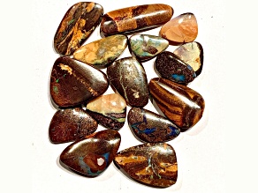 Boulder Opal Pre-Drilled Free-Form Cabochon Set of 15 122ctw