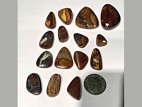Boulder Opal Pre-Drilled Free-Form Cabochon Set of 15 170ctw
