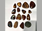 Boulder Opal Pre-Drilled Free-Form Cabochon Set of 15 170ctw