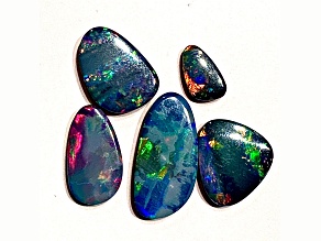 Opal on Ironstone Free-Form Doublet Set of 5 9.58ctw