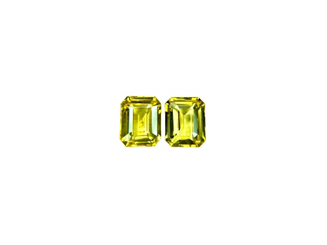 Yellow Sapphire 11x8.8mm Emerald Cut Matched Pair 12.12ctw