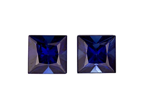 Kanchanaburi Sapphire 4.2mm Princess Cut Matched Pair 1.06ctw