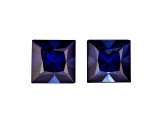 Kanchanaburi Sapphire 4.2mm Princess Cut Matched Pair 1.06ctw
