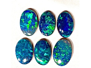 Opal on Ironstone 6x4mm Oval Doublet Set of 6 1.80ctw