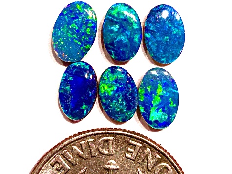 Opal on Ironstone 6x4mm Oval Doublet Set of 6 1.80ctw