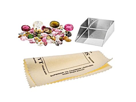 Multi-Tourmaline Mixed Shape Parcel 25.00ctw with Scoop and Polishing Cloth