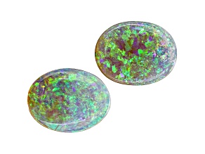 Australian Crystal Opal 9x7mm Oval Cabochon Matched Pair 1.73ctw