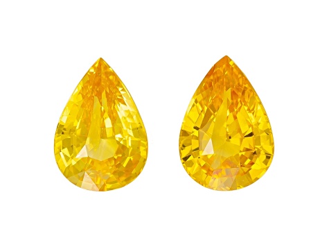 Yellow Sapphire 8.7x6.1mm Pear Shape Matched Pair 3.06ctw