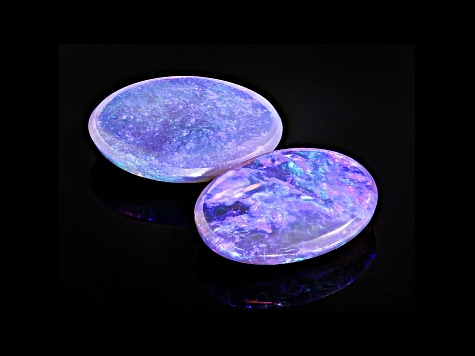 Australian Crystal Opal 9x7mm Oval Cabochon Matched Pair 1.90ctw