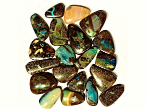 Boulder Opal Pre-Drilled Free-Form Cabochon Set of 20 73ctw