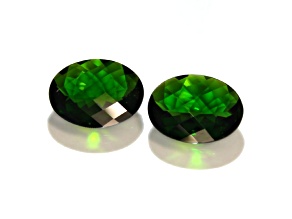 Chrome Diopside 16x12mm Oval Checkerboard Cut Matched Pair 11.64ctw