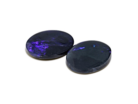 Australian Black Opal 12.1x10mm Oval Cabochon Matched Pair 4.63ct