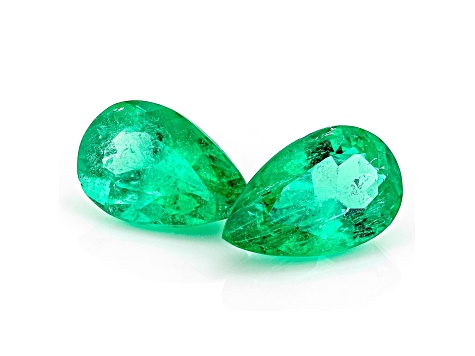 Colombian Emerald 9.5x6.0mm Pear Shape Matched Pair 2.76ctw