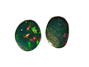 Opal on Ironstone Free-Form Doublet Set of 2 3.00ctw