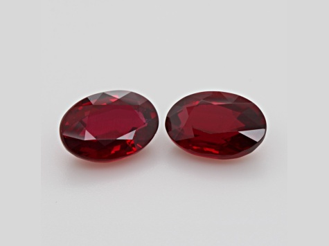 Pigeon Blood Ruby 12x8.3mm Oval Matched Pair 10.00ctw