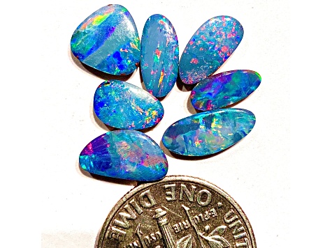 Opal on Ironstone Free-Form Doublet Set of 7 4.90ctw