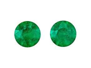 Zambian Emerald 7.1mm Round Matched Pair 2.17ctw