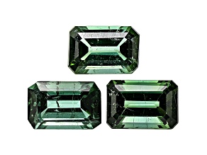 Green Tourmaline 6x4mm Emerald Cut Set of 3 1.9ctw