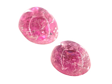 Pink Tourmaline 14x12mm Oval Cabochon Matched Pair 18.62ctw