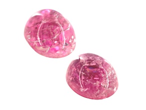 Pink Tourmaline 14x12mm Oval Cabochon Matched Pair 18.62ctw