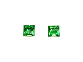 Tsavorite 4.09mm Princess Cut Matched Pair 0.64ctw