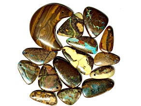 Boulder Opal Pre-Drilled Free-Form Cabochon Set of 15 127ctw