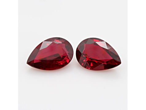 Pigeon Blood Ruby 13.9x9.6mm Pear Shape Matched Pair 12.10ctw