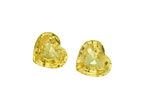 Yellow Sapphire 9.0x8.30mm Heart Shape Matched Pair 5.45ctw