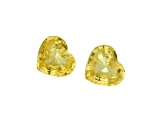 Yellow Sapphire 9.0x8.30mm Heart Shape Matched Pair 5.45ctw