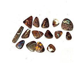 Boulder Opal Pre-Drilled Free-Form Cabochon Set of 15 173ctw