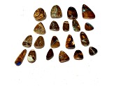 Boulder Opal Pre-Drilled Free-Form Cabochon Set of 20 96ctw