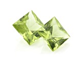 Arizona Peridot 3.5mm Princess Cut Matched Pair 0.45ctw