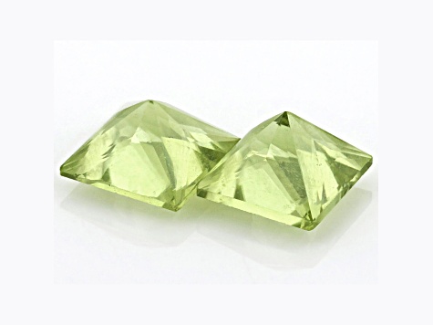 Arizona Peridot 3.5mm Princess Cut Matched Pair 0.45ctw