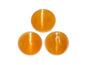 Fire Opal Cat's Eye 6.3mm Round Matched Set of 3 2.97ctw