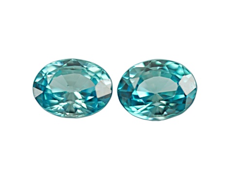 Blue Zircon 6.9x4.8mm Oval Matched Pair 2.68ctw
